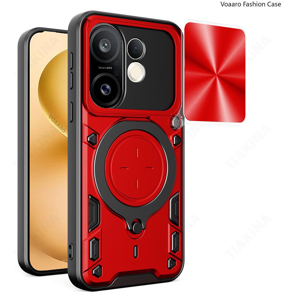 Slide Lens Armor Funda for Vivo X200 FE 5G Case for Vivo S30 Pro Mini 5G Case Magnetic Ring Stand Holder Cover Shockproof Capa