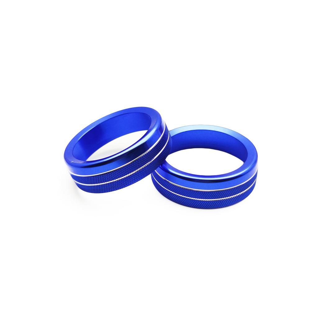 2Pcs Aluminum Red Air Condition Knob Audio Volume Control Button Circle Decoration Trim Ring Cover For Ford Mustang 2015-2020