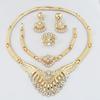 Ensemble de colliers Mode Européenne & Américaine en Alliage Doré: Accessoires de Banquet Formels pour Femmes - Collier, Boucles d'oreilles, Bracelet, Bague