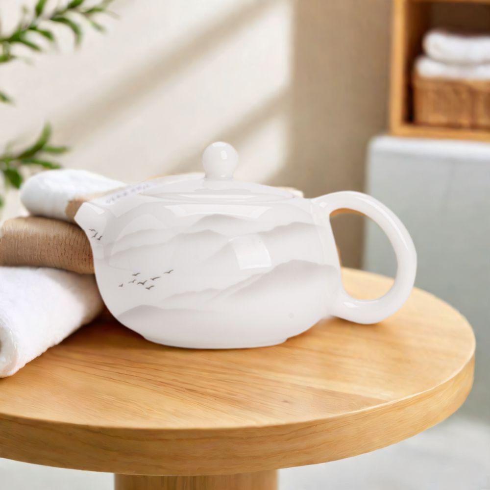 Ceramic White Porcelain Teapot High-grade Xishi Pot Kung Fu Tea Set Tea Brewing Kettle  Kitchen