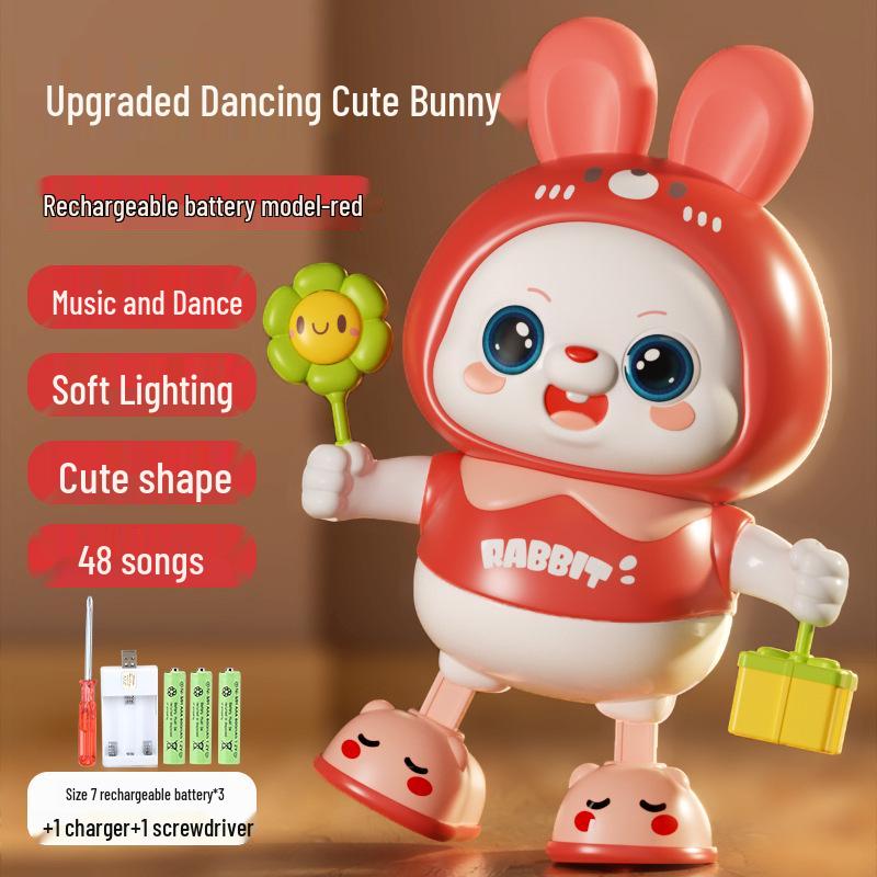 Jouet Lapin Dansant Électrique pour Bébés: Encourage à Soulever, Rouler, Ramper avec Son et Mouvement