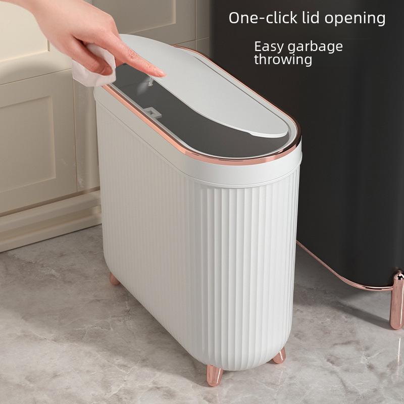 Luxury Narrow Bathroom Waste Bin with Lid - Sealed for Bedroom, Living Room, and Bathroom Use