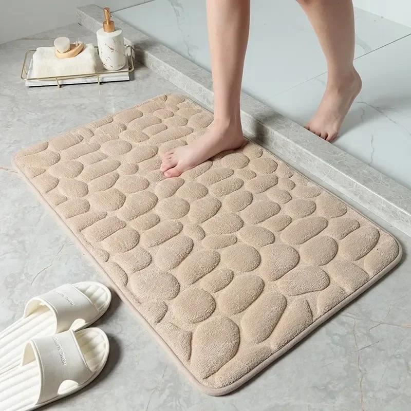 40x60cm Non-slip Mat Carpets Cobblestone Embossed Bathroom Bath Wash Basin Bathtub Side Floor Rug Shower Room Doormat MemoryFoam