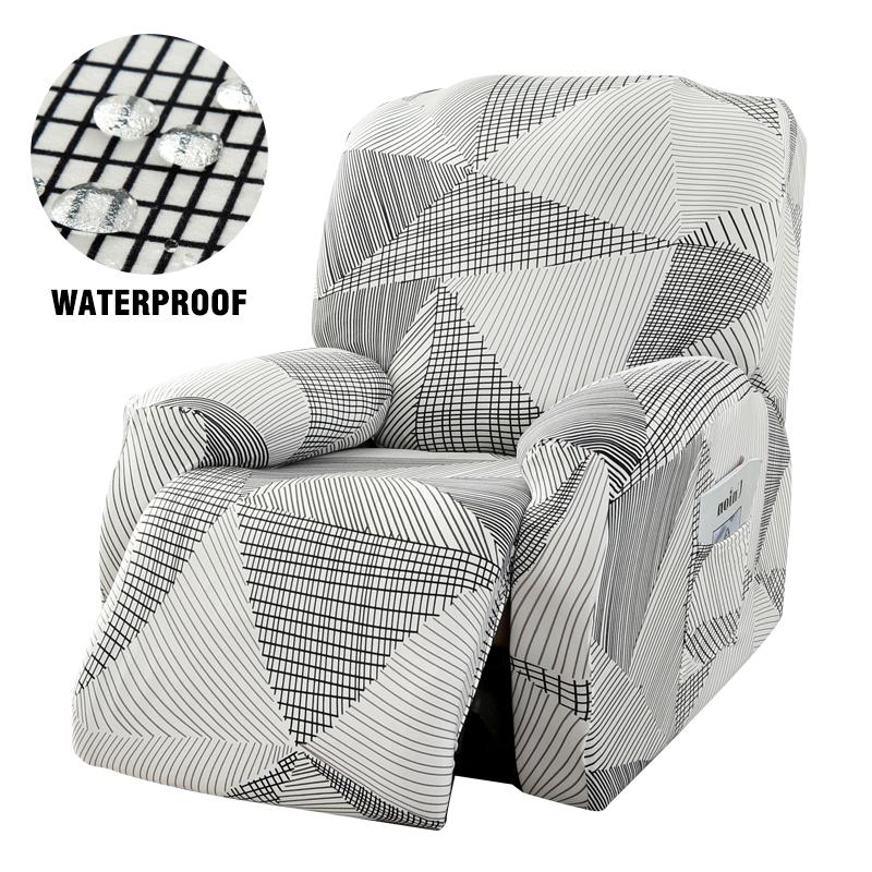 Water-Resistant Recliner Cover With Pockets Single Reclining Slipcover 4-Pieces Recliner Sofa Chair Cover Furniture Protector