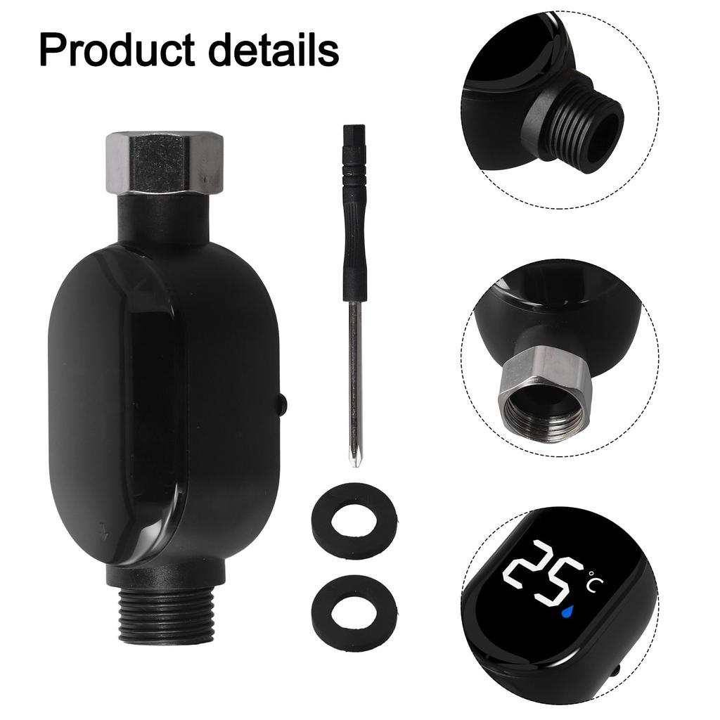 Black Intelligent LED Thermometer Battery Powered Device Battery Powered Child Bath Safety Monitor Large LED Display