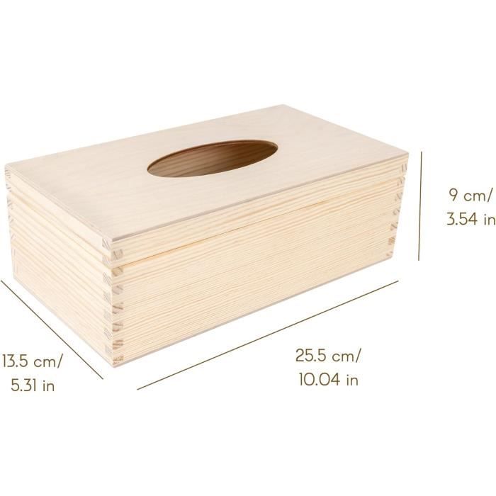 Boîte à Mouchoirs - Creative Deco - Rectangulaire - Bois Naturel - 25,5 x 13,5 x 9 cm - Bureau/Salle de Bain