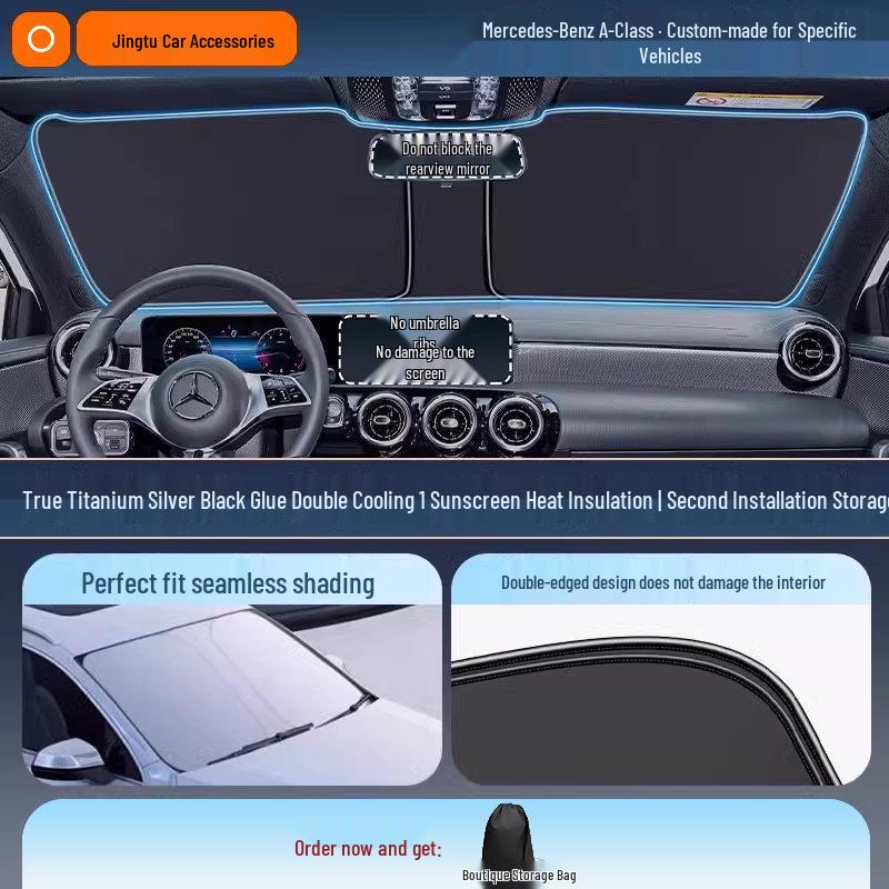 Mercedes Sunshade for GLC, C260L, E300L, GLB C-Class - Windshield Heat Insulation Curtain