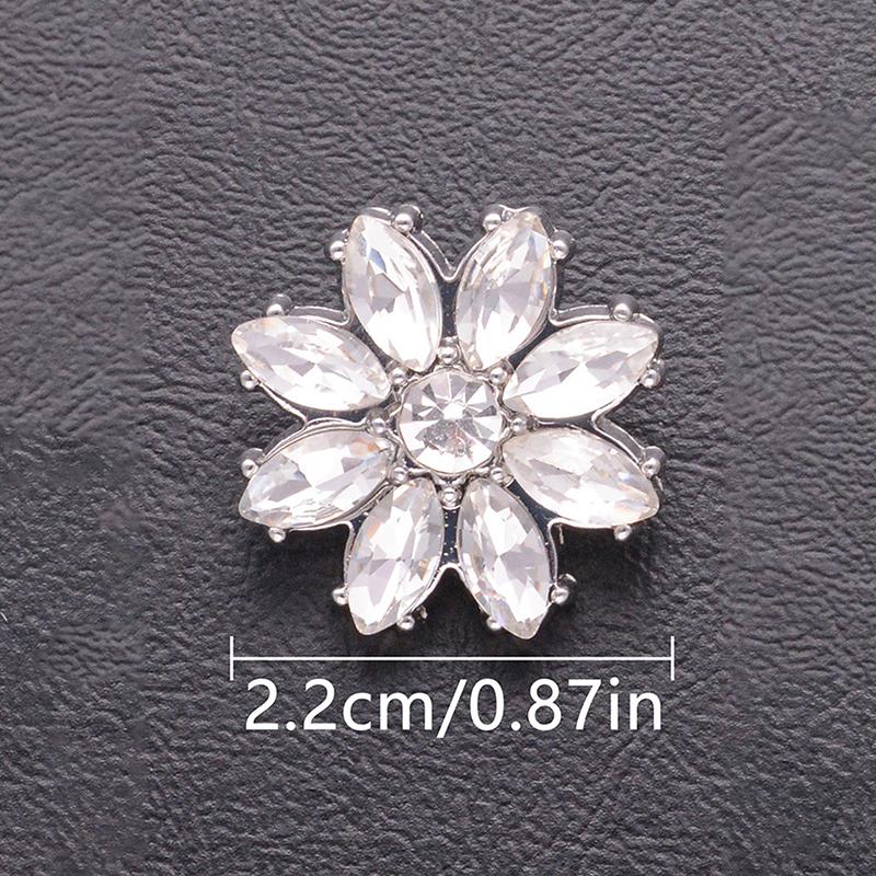 New 5Pcs Luxury And Beautiful Flower Inlaid Rhinestone Metal Buttons Clothing Gift Boxes Scarves Hats DIY Decorative Accessories