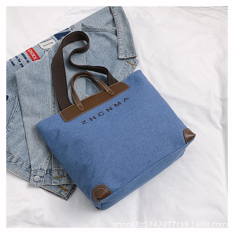 

Джинсовый лоток для писем очень большая сумка женская 2025 новая мода простая холщовая сумка повседневная сумка через плечо для поездок на работу синий