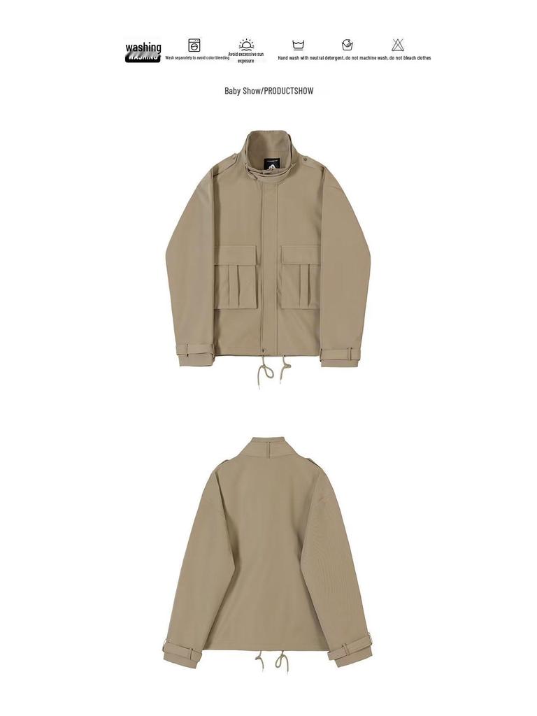 Men's Korean Style Loose Fit Lapel Jacket - Retro Two-Piece Workwear for Spring/Autumn