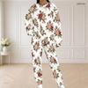 Women Plus Size Sailboat Printed Pocket Round Neck Long Sleeve Top And Long Pants Two Piece Set