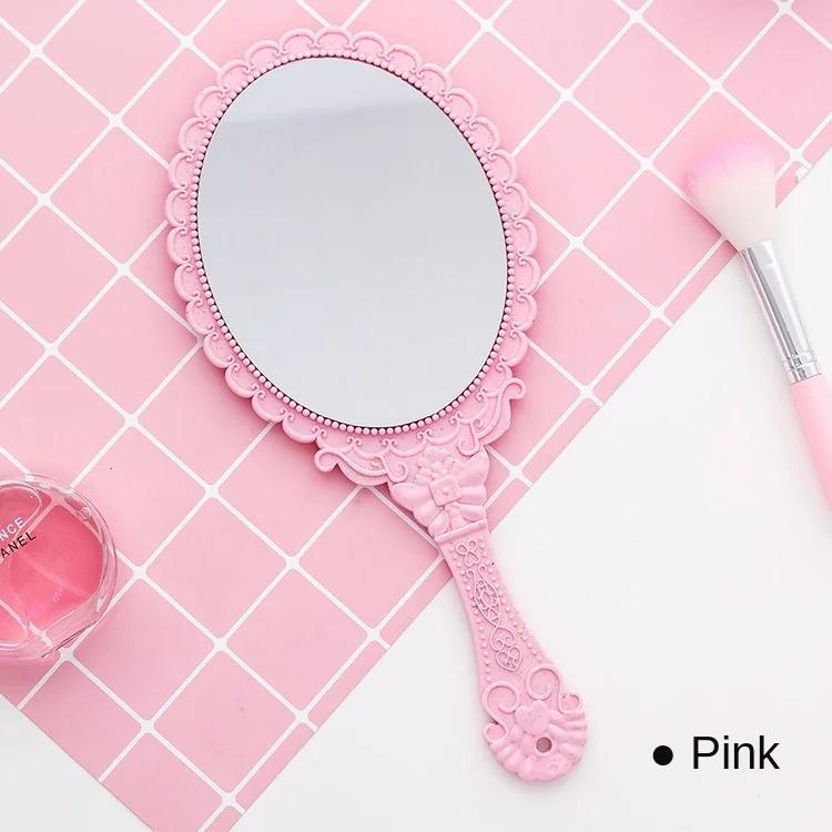 Handheld Vanity Mirror Vintage Carved Makeup Mirror Hand Mirror Pocket Mirror Makeup Vanity Cosmetic Compact Mirror for Women