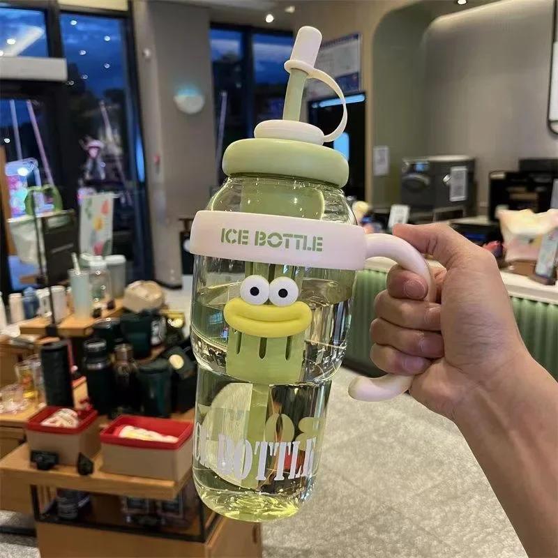1100ML Sports Water Bottle Cute Aesthetic Large Capacity Straw Cup for Women Children Water Cup Summer Outdoor Portable Use