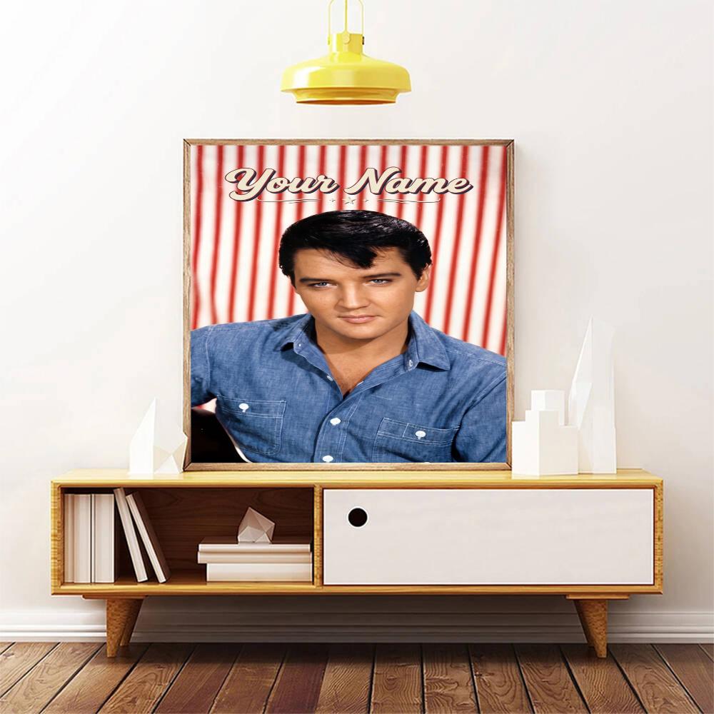 Elvis Presley Customize Your Name Diamond Painting Round Diamond Rhinestones Mosaic Diamond Embroidery Wall Paintings Rhinestones Gift Frameless