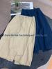 Japanischer Vintage Cargo-Rock mit elastischem Bund, Kordelzug und Schlitz hinten in Blau