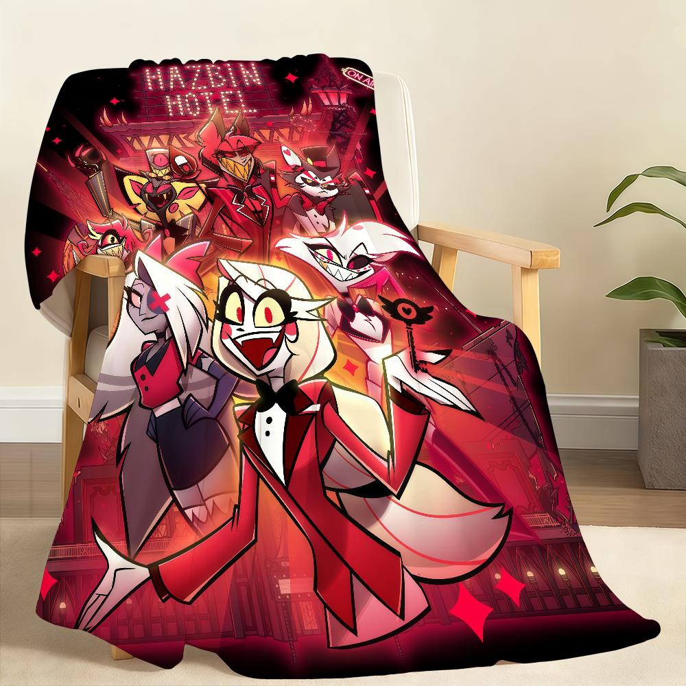 Energetic Cartoon H Hazbin H HoteL S Blanket Soft Throw Blanket for Home Bedroom Bed Sofa Picnic Travel Office Rest Blanket Gift
