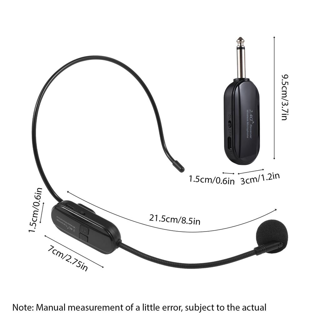 2.4G Wireless Microphone Headset 164ft Range Headset Mic and Handheld Mic 2 In 1 Professional Voice Amplifier Headset