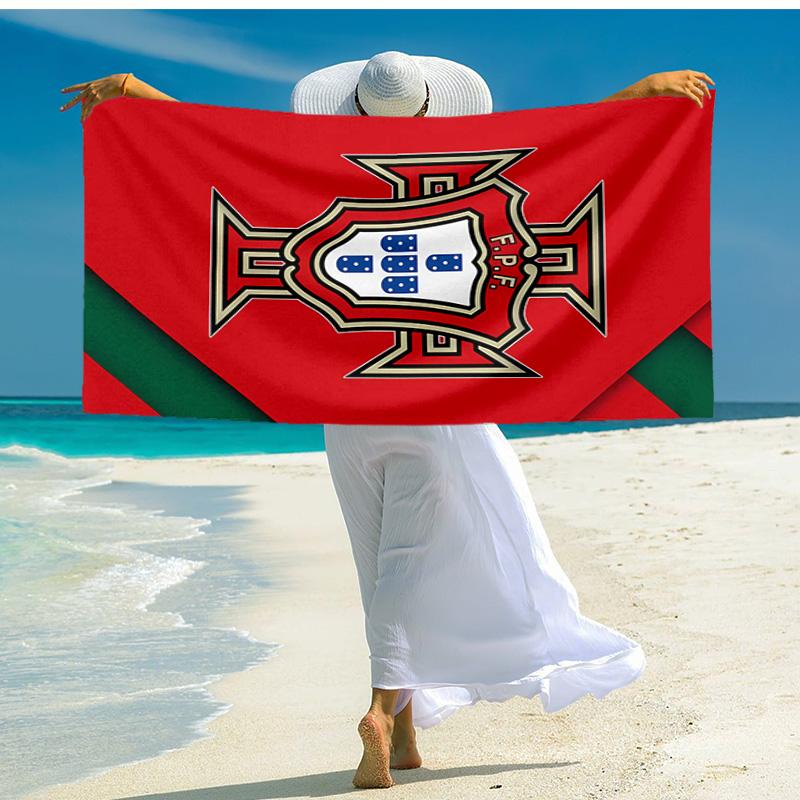 proof beach towel with Portugal Football team pattern - soft,absorbent,quick-drying,machine washable - perfect for swimming,camping,bathing