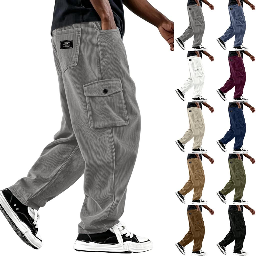 Pantaloni da uomo in velluto a coste con sei tasche e