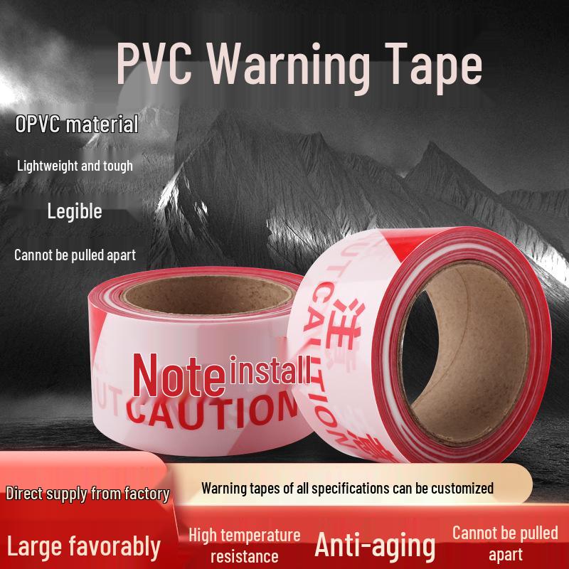 PVC Red/White Safety Warning Tape for Construction Sites Attention to Safety - Red and White