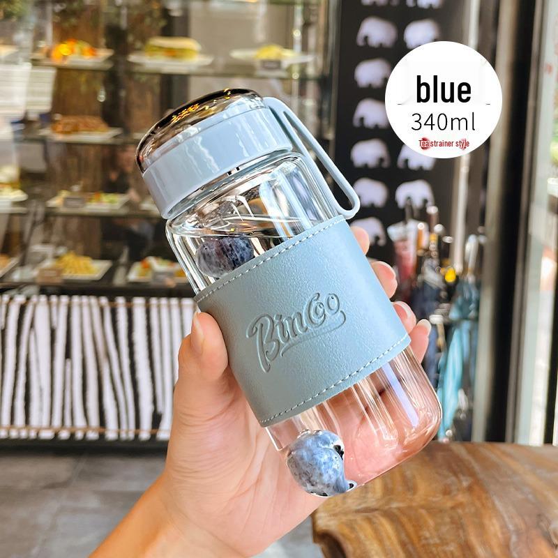 Portable Cute Glass Water Cup with Lid - Stylish Summer Tea Brewing Mug