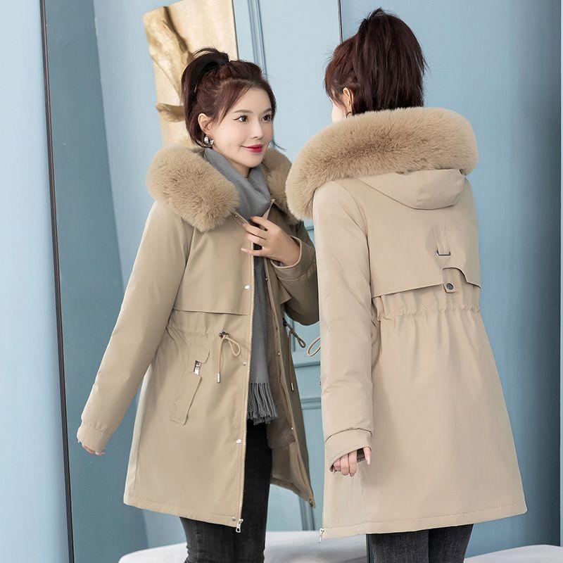 Jacket for Women, Medium and Long Style, New Korean Version, Loose Plus Velvet Jacket, Cotton-padded Jacket, Slimming Cotton-padded Jacket