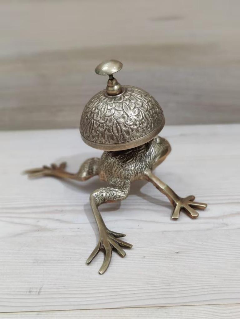 Brass Frog Desk Bell: Antique Style Service Counter Bell