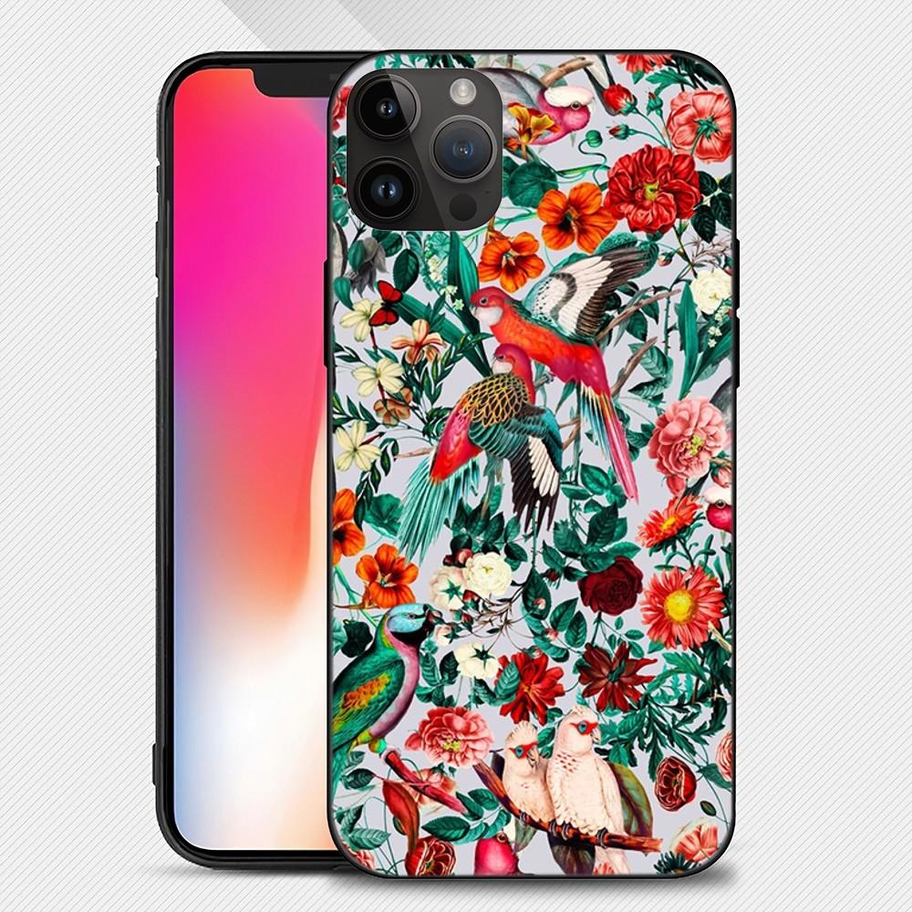 Garden Birds Phone Case Iphone15 14 13 12 11 Pro Max Mini X 7 8 Soft Case