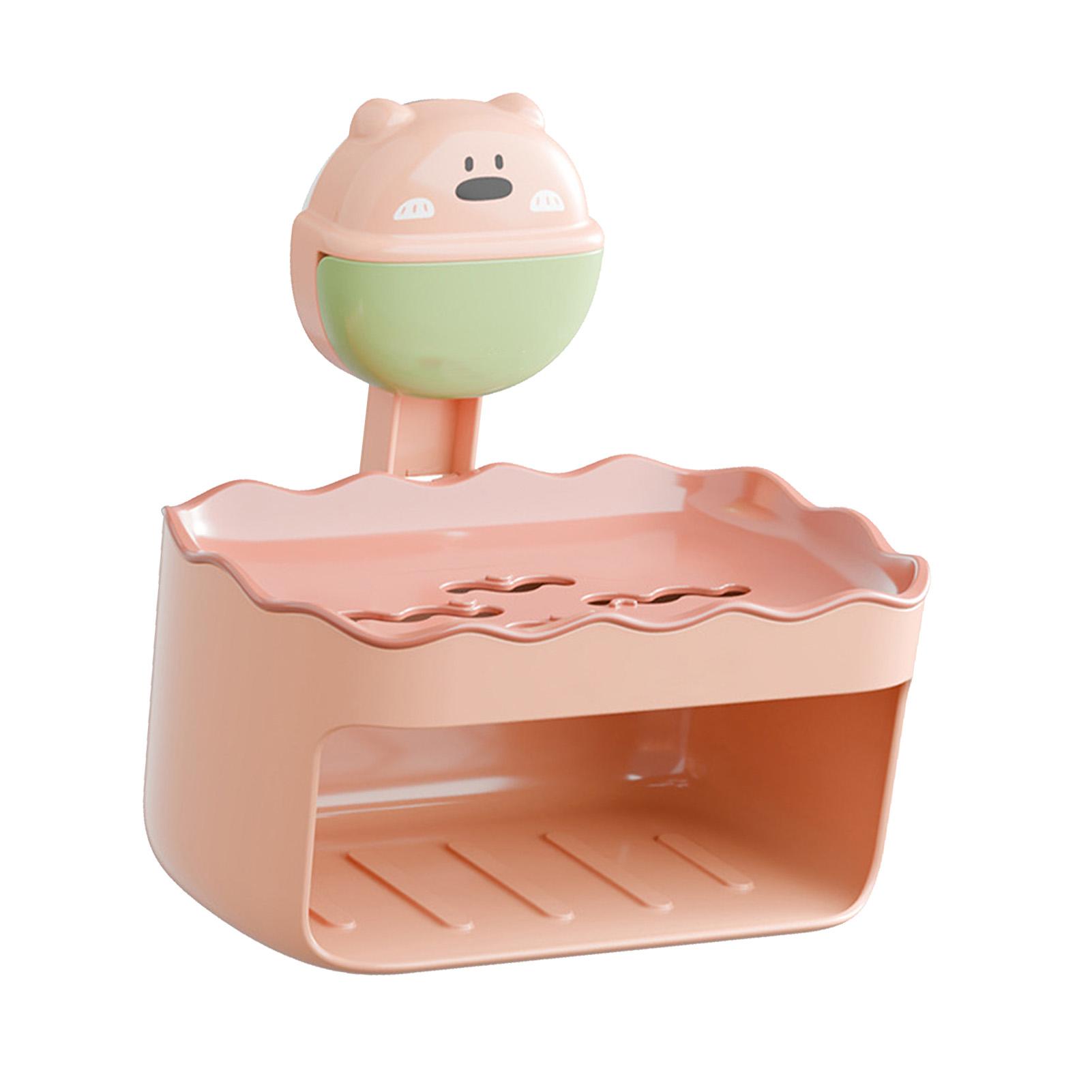 

Soap Box Space Saving Cute Wall Mounted Double Layer Suction Cup Soap Draining Rack for Bathroom Kitchen