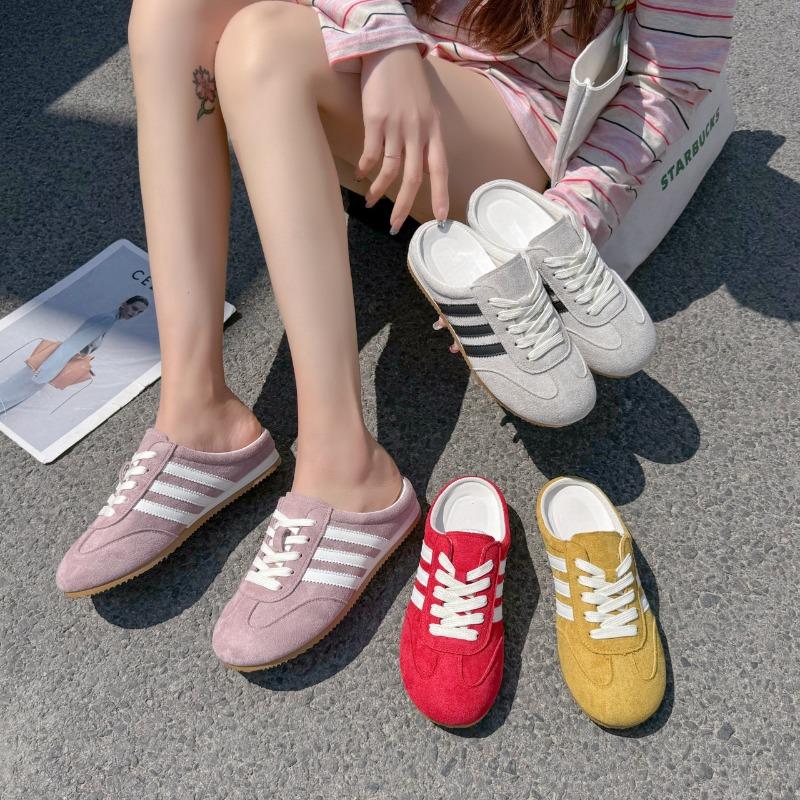 New bag head half slippers women's summer wear versatile single shoes flat women's shoes one foot sandals