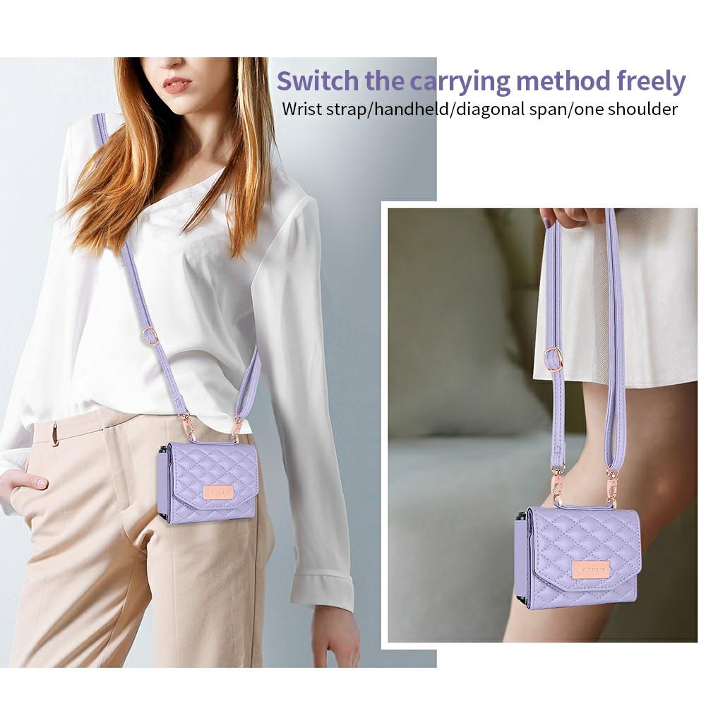 For Samsung Galaxy Z Flip7 FE 5G/Z Flip6 5G Case with Shoulder Strap PU+PC Wallet Phone Cover Built-In Back Screen Film