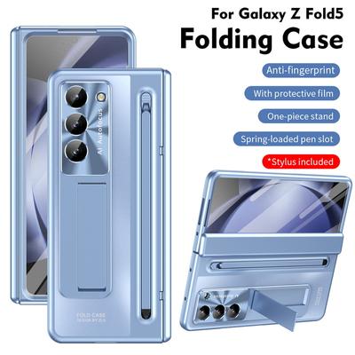 Für Samsung Galaxy Z Fold7 Fold6 Fold5 Fold4 Hartes gehärtetes Glas Stoßfestes PC faltbar mit Stifthalter Ständer Hülle Abdeckung
