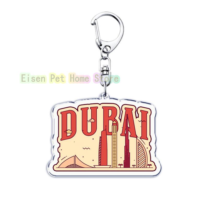 Classic Dubai City Travel Keychains Dxb Airport Tickets Key Chain Ring for Bag Hero Pendant Keyring Jewelry Fans Gifts