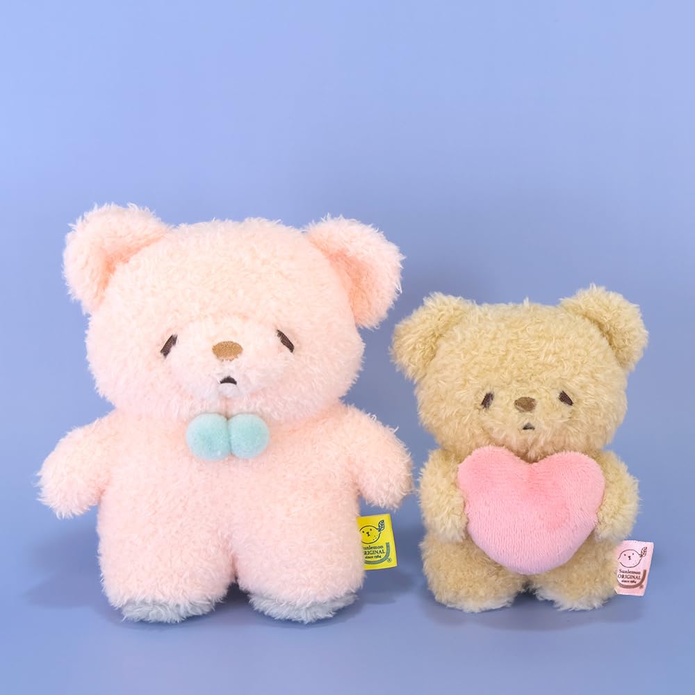 Sunlemon Fluffy Heart Bear Beige SS 7 x 6 x 10cm Stuffed Animal P-8962