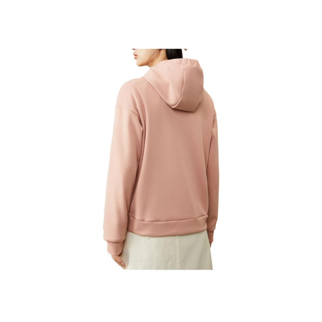 Anta Einfarbig Markenlogo Kordelzug Kapuzenpullover Langarm Sweatshirt Damen Sweatshirt Rosa 162247718-3