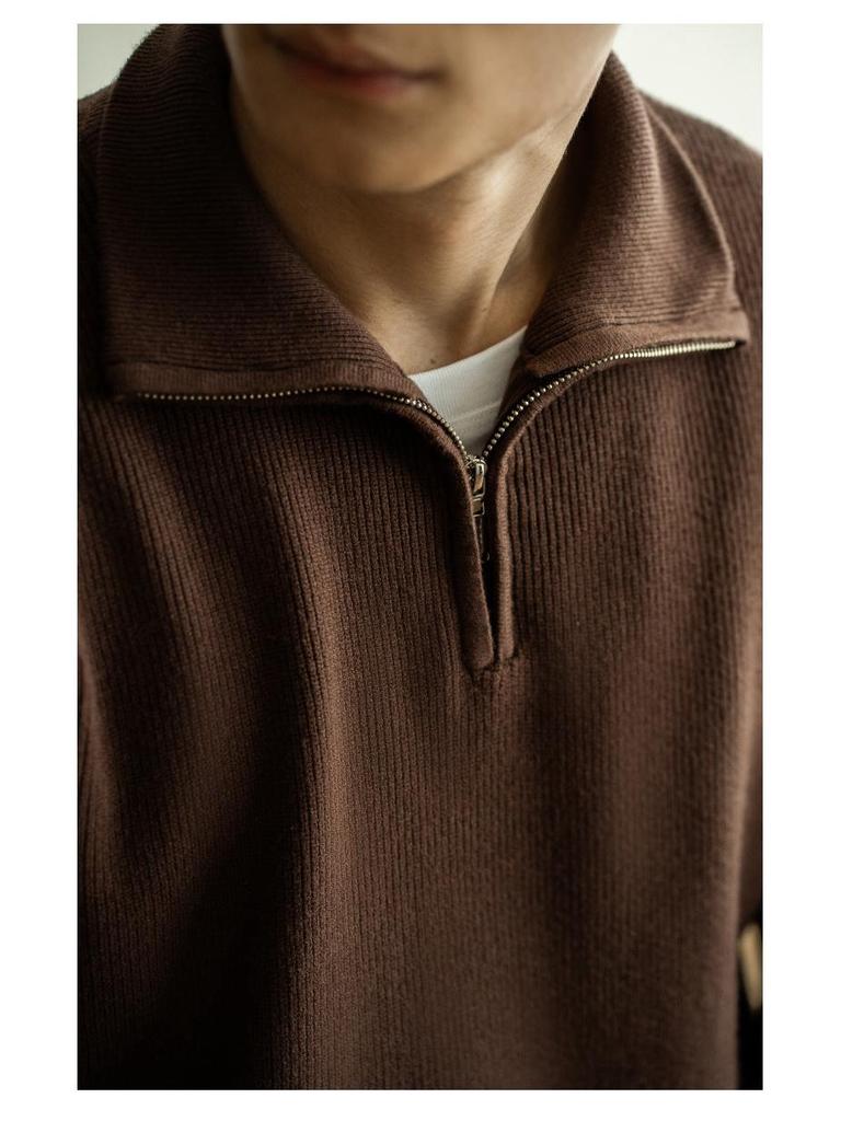 Men's 2025 Autumn/Winter Half-Zip Stand Collar Knit Sweater