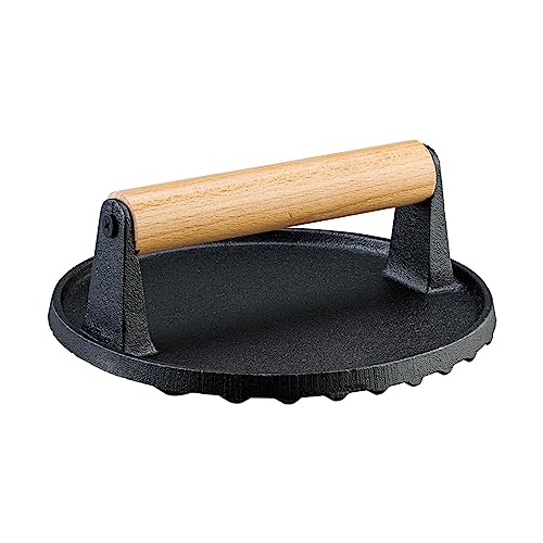 Comolife Cooking Expert! Round Meat Press, Meat Press, Grill, Cast Iron, Cookware, Wave Pattern, 17.5cm Diameter