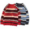 Men's Trendy Autumn Striped Knit Pullover Sweater, Casual Loose Fit, Round Neck, Long Sleeve