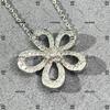Elegant Sterling Silver Sunflower Necklace with Diamond Hollow Pendant and Clavicle Chain for Women