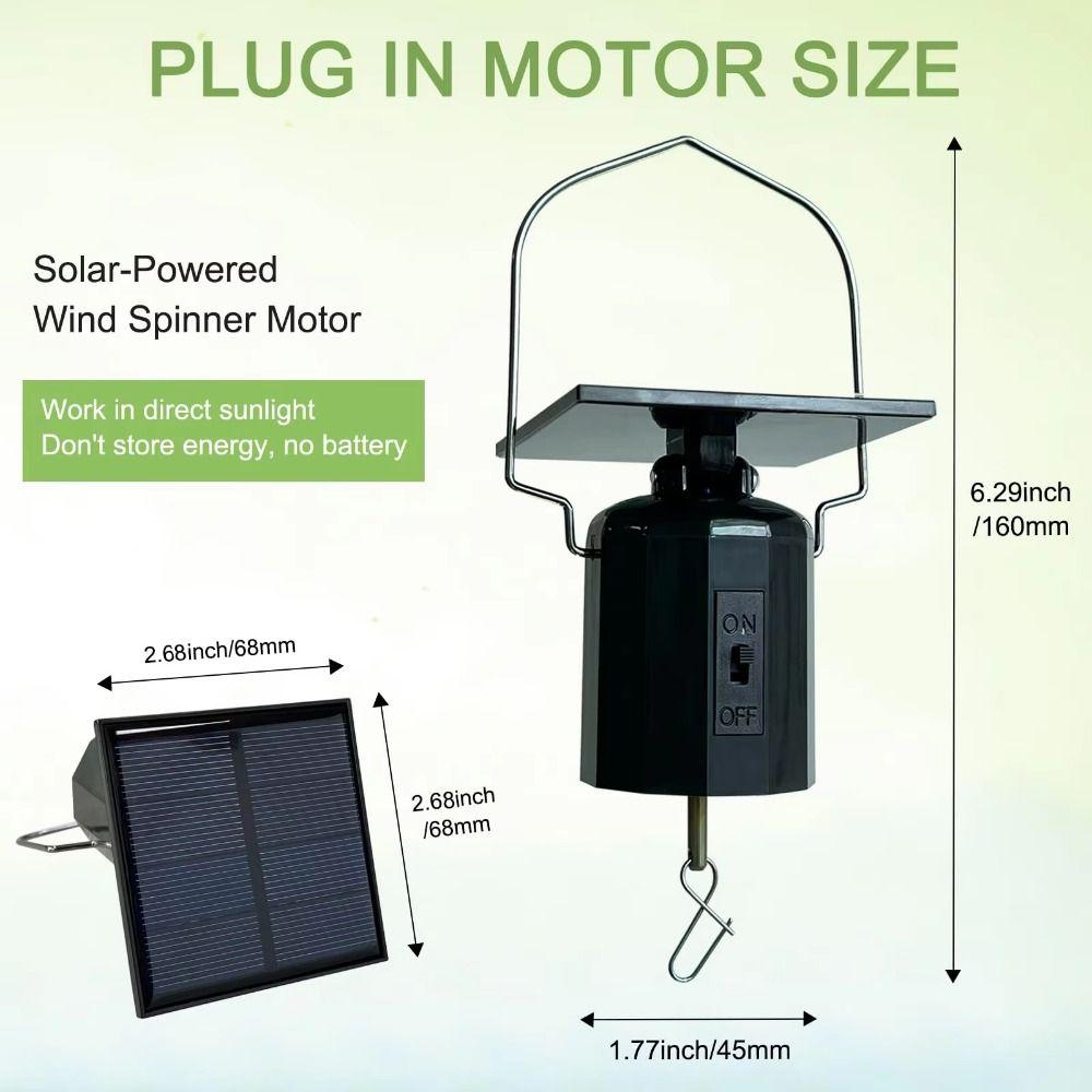 With Hook Wind Chime Motor Black Solar Rotating Motor Easy Installation Hanging Display Motor