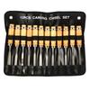 12pcs Steel Hammer End Wood Carving Chisel Set Wood Gouge Turning Tools  For Beginners