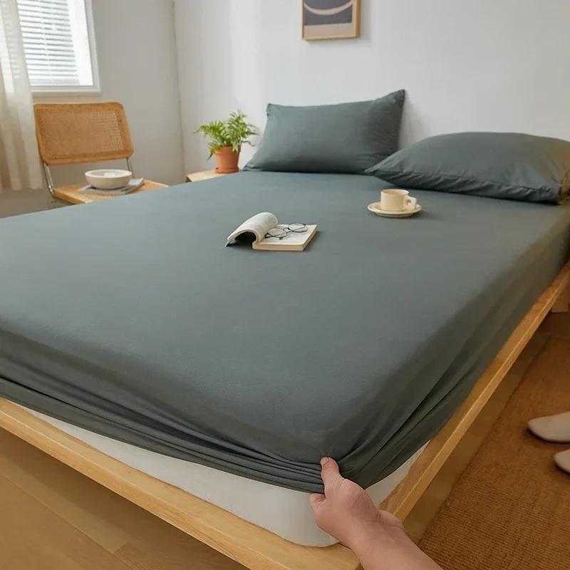 Cotton Fitted Sheet with Elastic Band Non Slip Adjustable Mattress Cover Suitable for King Size Bed Bedding Sheets for Bed