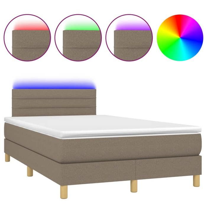 Maison Exclusive - Sommier à lattes de lit avec matelas LED Taupe 120x200 cm Tissu