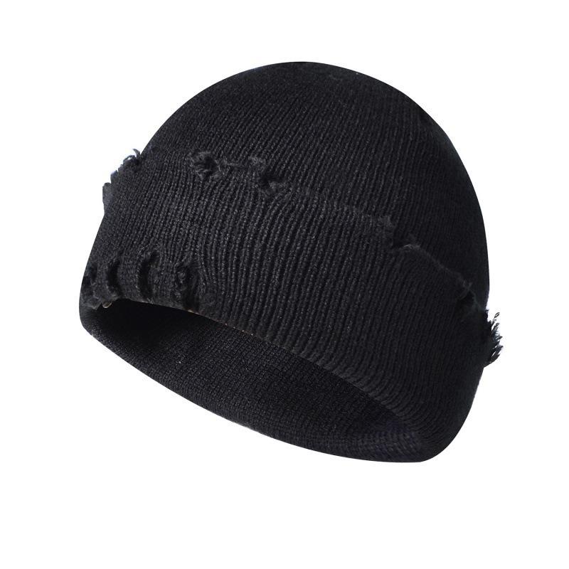 Winter new old broken knitted hat men's and women's dome neutral versatile beggar hat to keep warm wool