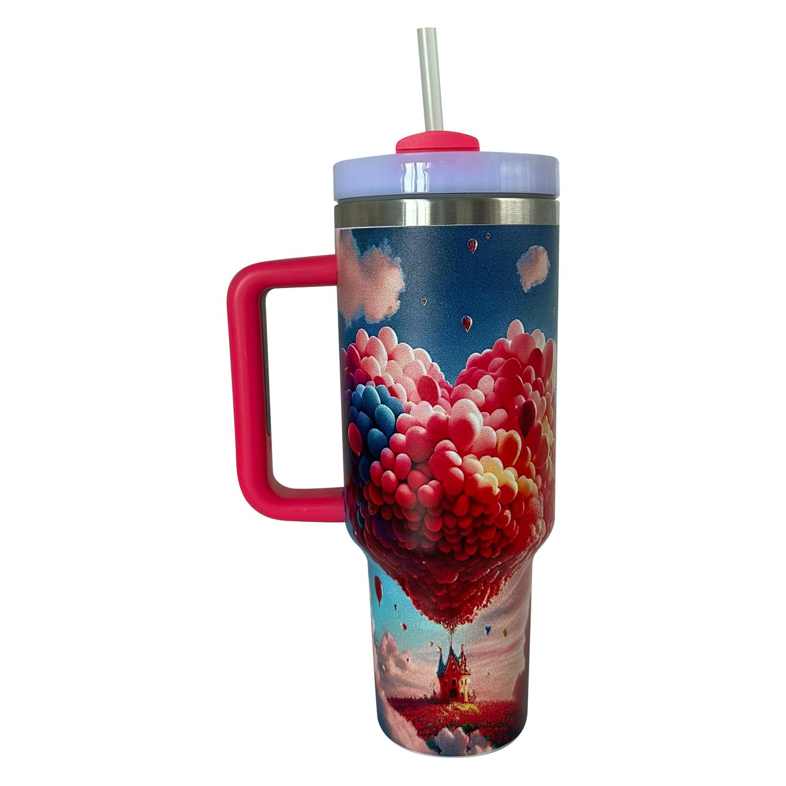 

Valentine s Day Tumbler 40 Oz, Happy Valentine s Day Tumbler With Handle And Straw, 40oz Tumbler Maintains Cold Heat And Ice For Hours One Size