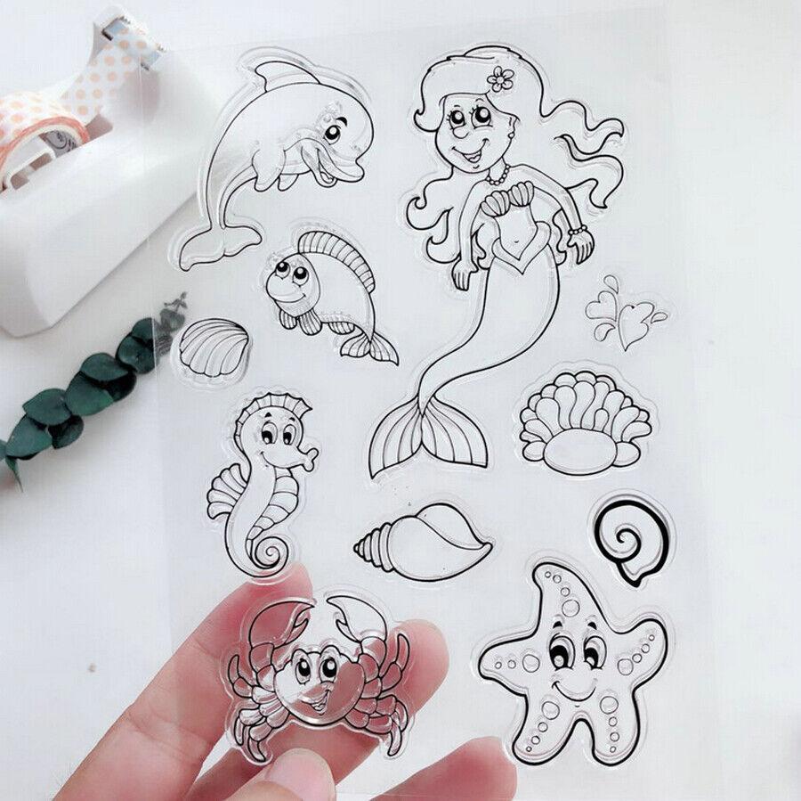 

Летние пляжные прозрачные силиконовые штампы для печати DIY Скрапбукинг Фотоальбом Декор Искусство Животное Русалка Коралловая морская рыба No.16-Mermaid