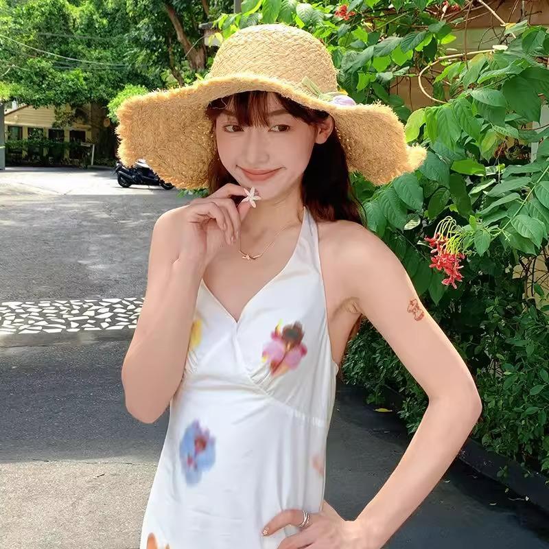 Japanese and French Sweet Tulips Straw Hat Sun Protection Big Brim Sun Protection Lafite French Big Brim Straw Hat