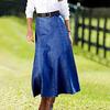 Denim Midi Skirt High Waist Large Hem Slimming Design Midi Skirt Solid Color Office