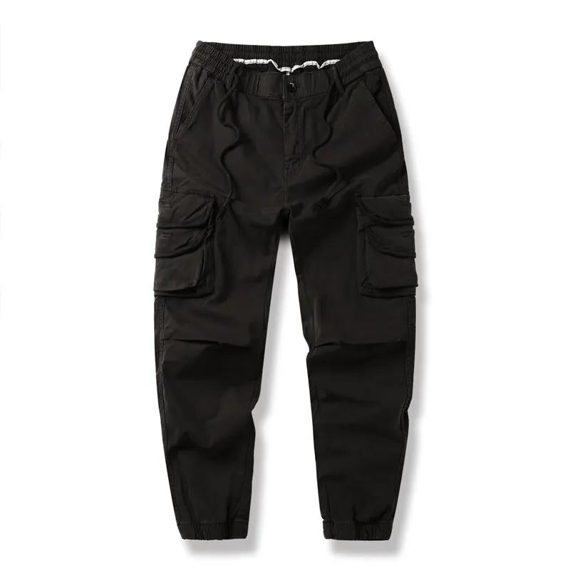 2026 Spring Men's Slim Fit Cargo Pants Men Multi-Pocket Casual Trousers Male Solid Color Cotton Pants Cross-Border Wear Pants
