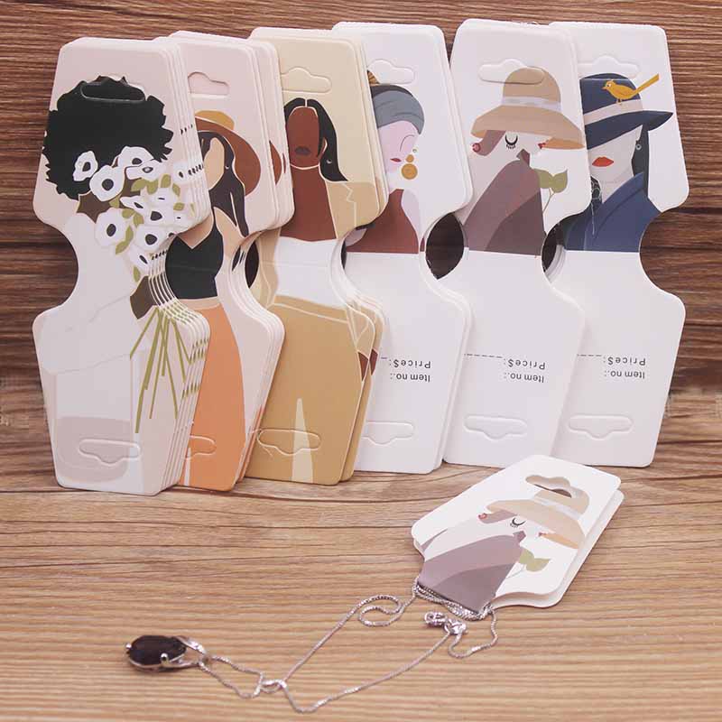 New Arrived 50pcs 4.5x12.0cm Colorful Paper Cards Printing Jewelry Necklace Bracelet Hang Tag Jewelry Display Cards Label Tag